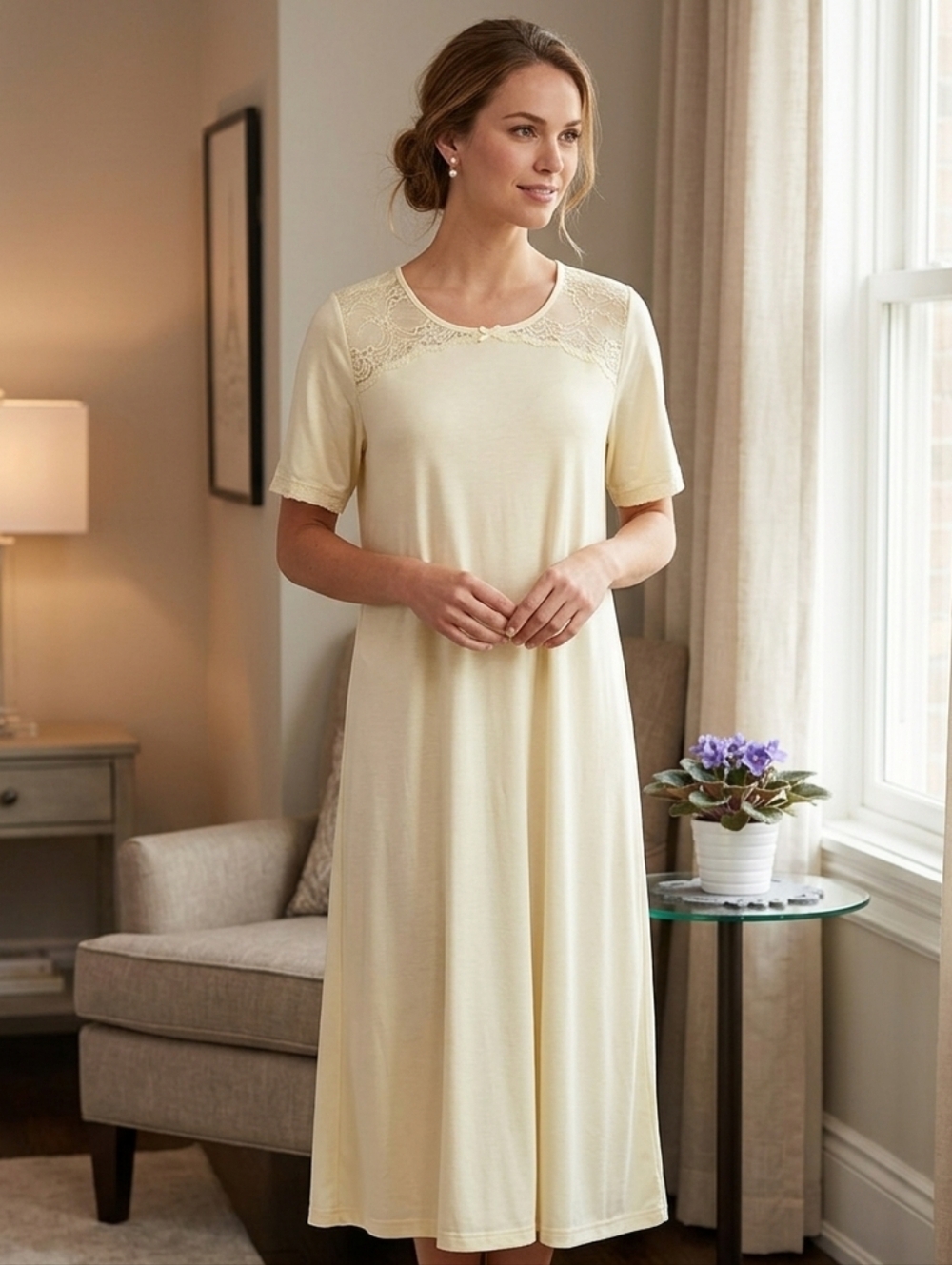Wacoal Night Gown light yellow women